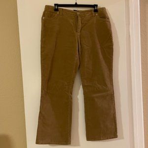 Ladies Lands End Dark Tan Stretchy Corduroy jeans, 12P